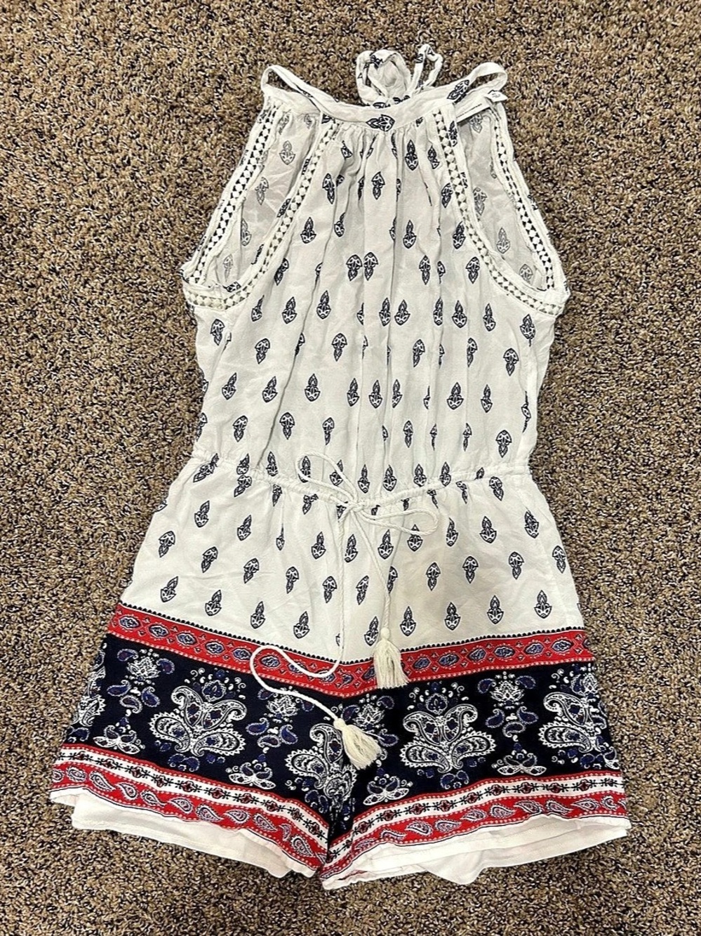 NY&C Paisley Halter Romper in Red White & Blue Size XS